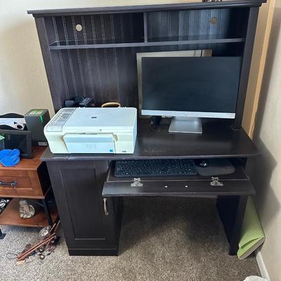 COMPUTER DESK, CHAIR AND HP DESK JET ALL IN ONE PRINTER