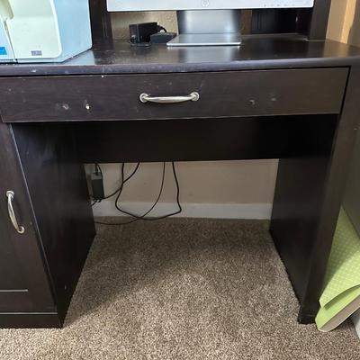 COMPUTER DESK, CHAIR AND HP DESK JET ALL IN ONE PRINTER