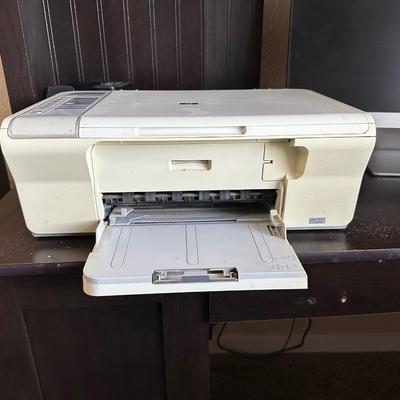 COMPUTER DESK, CHAIR AND HP DESK JET ALL IN ONE PRINTER