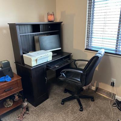 COMPUTER DESK, CHAIR AND HP DESK JET ALL IN ONE PRINTER
