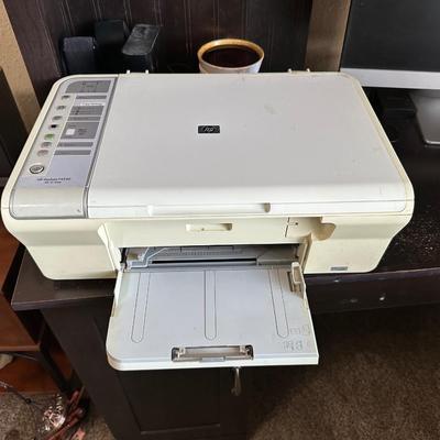 COMPUTER DESK, CHAIR AND HP DESK JET ALL IN ONE PRINTER