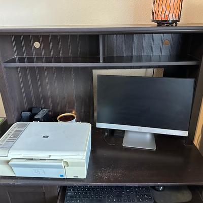 COMPUTER DESK, CHAIR AND HP DESK JET ALL IN ONE PRINTER
