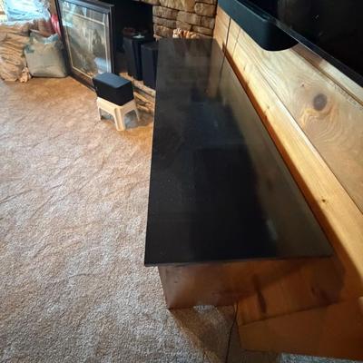 Sale Photo Thumbnail #159: Wooden Pine Tree Console Table  This is a Black Forest Decor Exclusive Pine Console Table with a fixed shelf.  Made in the USA
57"W x 15"D X 34" H