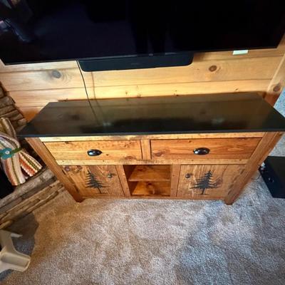 Sale Photo Thumbnail #160: Wooden Pine Tree Console Table  This is a Black Forest Decor Exclusive Pine Console Table with a fixed shelf.  Made in the USA
57"W x 15"D X 34" H