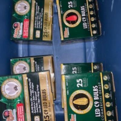 Outdoor Holiday Lighting – 6 Boxes of LED C9 Bulbs (25 Count Each)