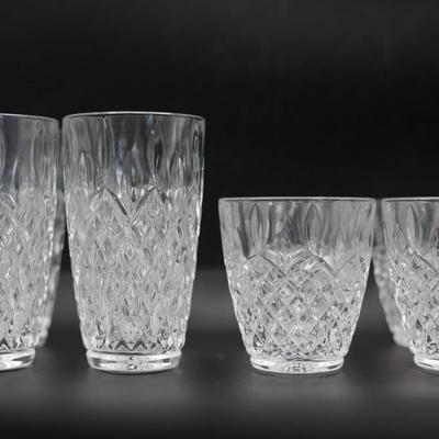 Set of 8 Cut-Style Glass Barware – 4 Highball + 4 Lowball