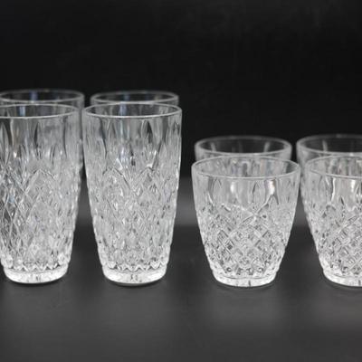 Set of 8 Cut-Style Glass Barware – 4 Highball + 4 Lowball