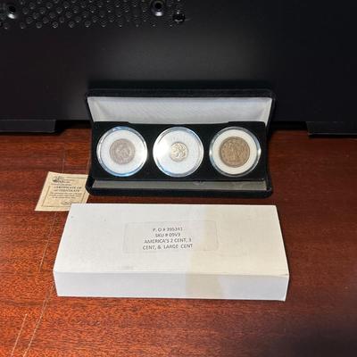 1867 2 CENT, 1865 3 CENT AND 1854 LARGE CENT PIECES