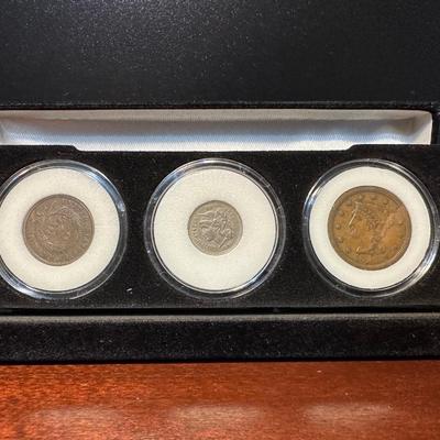 1867 2 CENT, 1865 3 CENT AND 1854 LARGE CENT PIECES