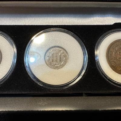 1867 2 CENT, 1865 3 CENT AND 1854 LARGE CENT PIECES