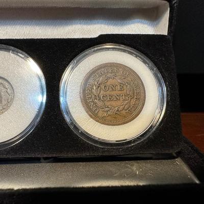 1867 2 CENT, 1865 3 CENT AND 1854 LARGE CENT PIECES