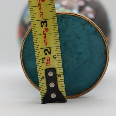 Cloisonné Enamel Vase – Floral Design on Black