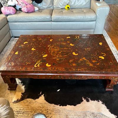 Hand-Decorated Chinese Lacquer Low Table