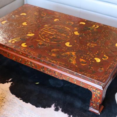 Hand-Decorated Chinese Lacquer Low Table