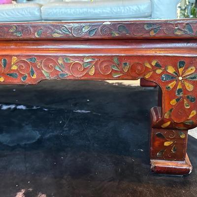 Hand-Decorated Chinese Lacquer Low Table