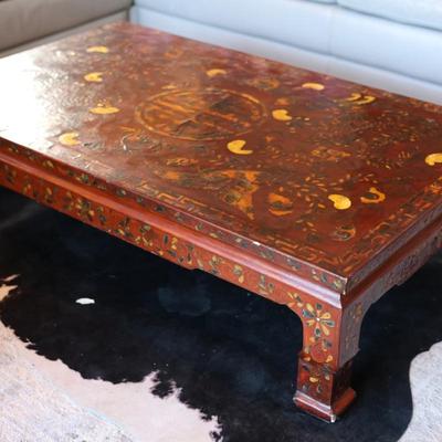 Hand-Decorated Chinese Lacquer Low Table