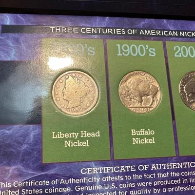 1929 BUFFALO NICKEL, 1899 LIBERTY HEAD NICKEL, BUFFALO NICKEL AND 2005 NICKEL