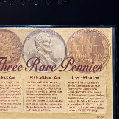 LAST THREE YEARS OF INDIAN HEAD PENNIES, 1901 INDIAN HEAD PENNY, 1943 STEEL PENNY AND 1944 WHEAT PENNY