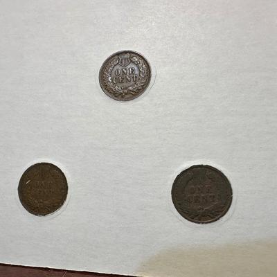 LAST THREE YEARS OF INDIAN HEAD PENNIES, 1901 INDIAN HEAD PENNY, 1943 STEEL PENNY AND 1944 WHEAT PENNY