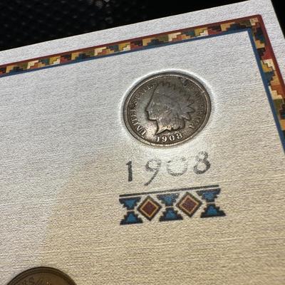 LAST THREE YEARS OF INDIAN HEAD PENNIES, 1901 INDIAN HEAD PENNY, 1943 STEEL PENNY AND 1944 WHEAT PENNY