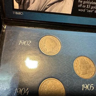 5 YEARS OF LIBERTY HEAD NICKELS AND NICKEL AND STAMP COLLECTION