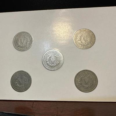 5 YEARS OF LIBERTY HEAD NICKELS AND NICKEL AND STAMP COLLECTION
