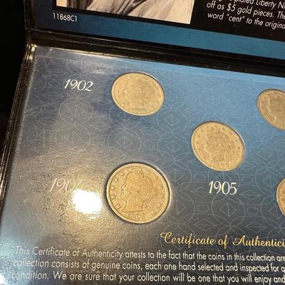 5 YEARS OF LIBERTY HEAD NICKELS AND NICKEL AND STAMP COLLECTION