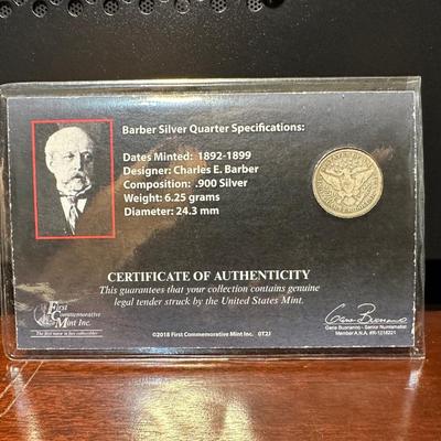 1888 SILVER SEATED LIBERTY DIME AND 1897 BARBER SILVER QUARTER