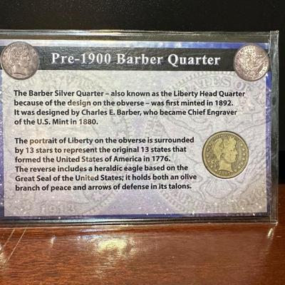 1888 SILVER SEATED LIBERTY DIME AND 1897 BARBER SILVER QUARTER