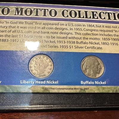 1935 $1 BLUE SEAL, NO MOTTO COIN COLLECTION AND 1944 WWII SILVER MERCURY DIME