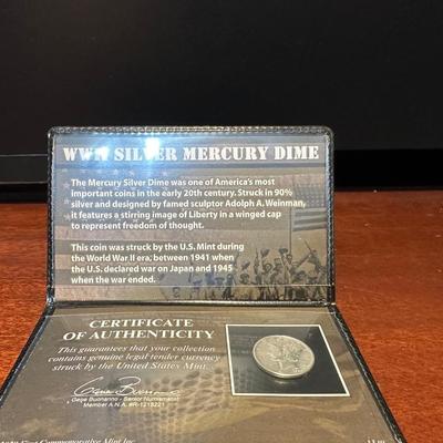 1935 $1 BLUE SEAL, NO MOTTO COIN COLLECTION AND 1944 WWII SILVER MERCURY DIME