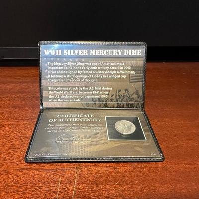 1935 $1 BLUE SEAL, NO MOTTO COIN COLLECTION AND 1944 WWII SILVER MERCURY DIME