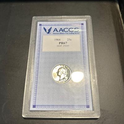 WWII WASHINGTON QUARTER COLLECTION AND GRADED PR67 1964 QUARTER