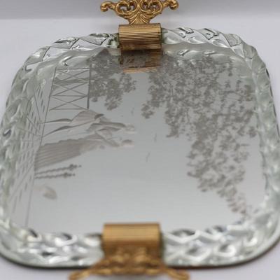 Mid-Century Venetian-Style Etched Vanity Mirror Tray