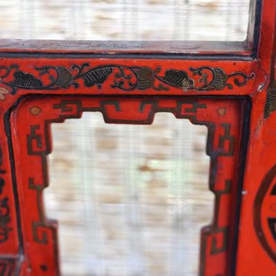 Pair of Chinoiserie Armchairs in Red Lacquer