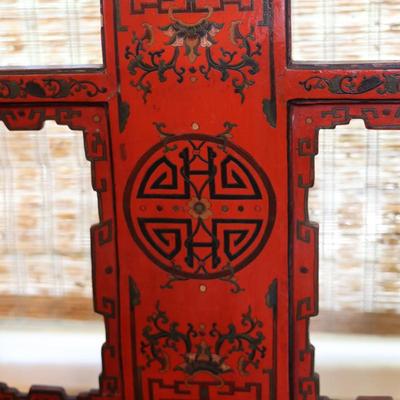 Pair of Chinoiserie Armchairs in Red Lacquer