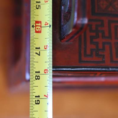 Pair of Chinoiserie Armchairs in Red Lacquer