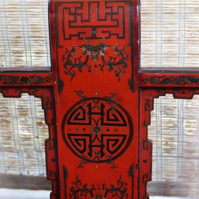 Pair of Chinoiserie Armchairs in Red Lacquer