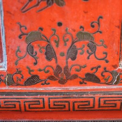 Pair of Chinoiserie Armchairs in Red Lacquer