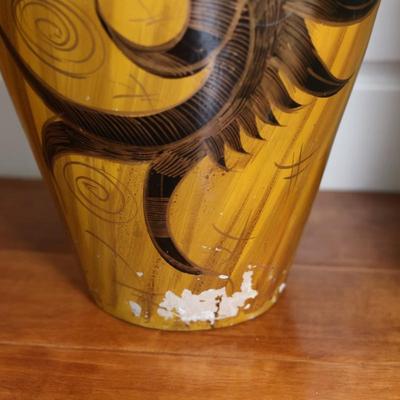Large Hand Painted Dragon Motif Floor Vase