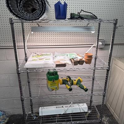 Metal Rolling Shelving Unit & Gardening Supplies (G-MG)