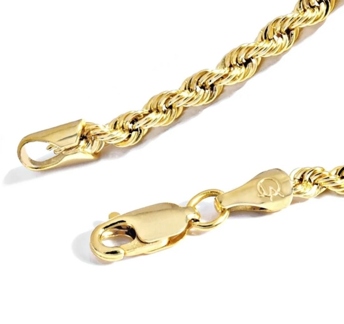 14K Solid Yellow Gold Filled Rope Chain Necklace