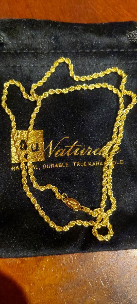 14K Solid Yellow Gold Filled Rope Chain Necklace