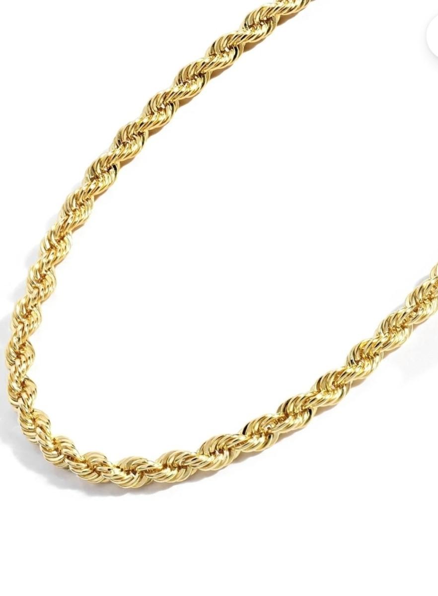14K Solid Yellow Gold Filled Rope Chain Necklace