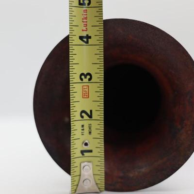 Reddish-Brown Cast Metal Bud Vase with Ribbed Body