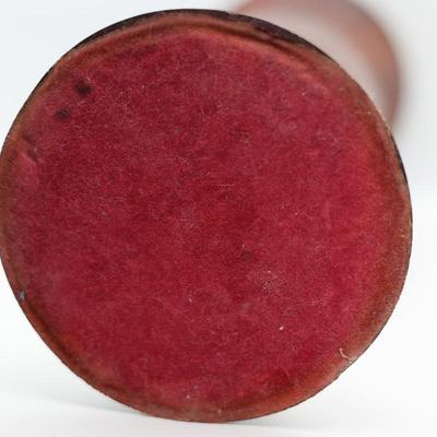 Reddish-Brown Cast Metal Bud Vase with Ribbed Body