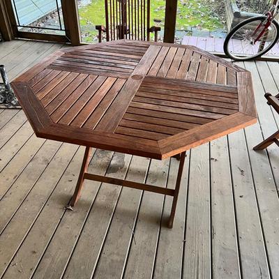 Kingman Teak Table W/ Folding Chairs Patio Set (BD-RG)
