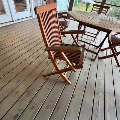 Kingman Teak Table W/ Folding Chairs Patio Set (BD-RG)