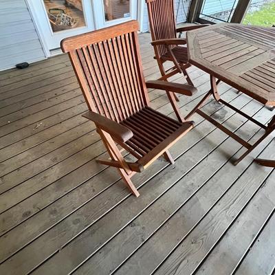 Kingman Teak Table W/ Folding Chairs Patio Set (BD-RG)