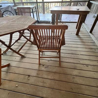 Kingman Teak Table W/ Folding Chairs Patio Set (BD-RG)